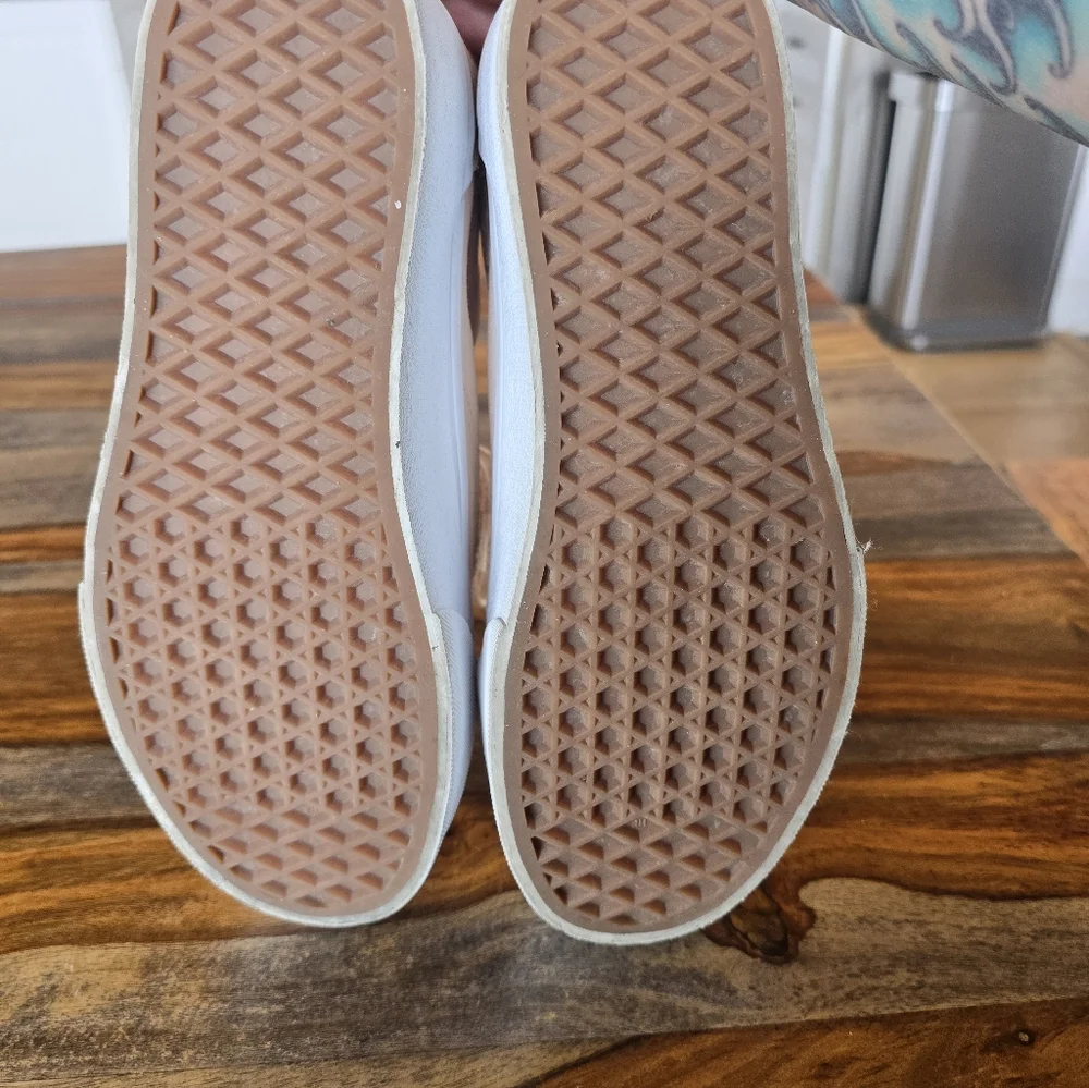 Women's Pastel Light Pink Nude Platform Laced Vans Stacked - Picture 5 of 8